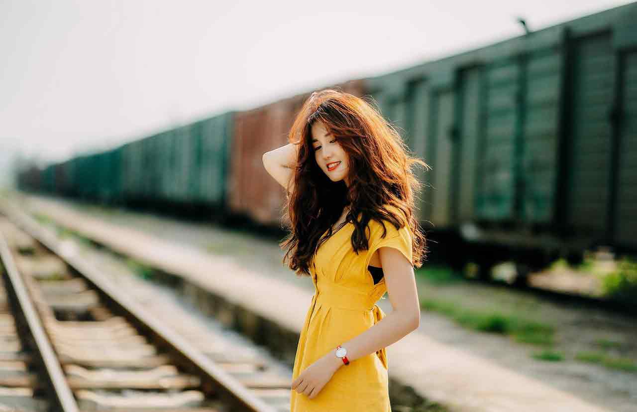 Vietnamese girl in yellow dress