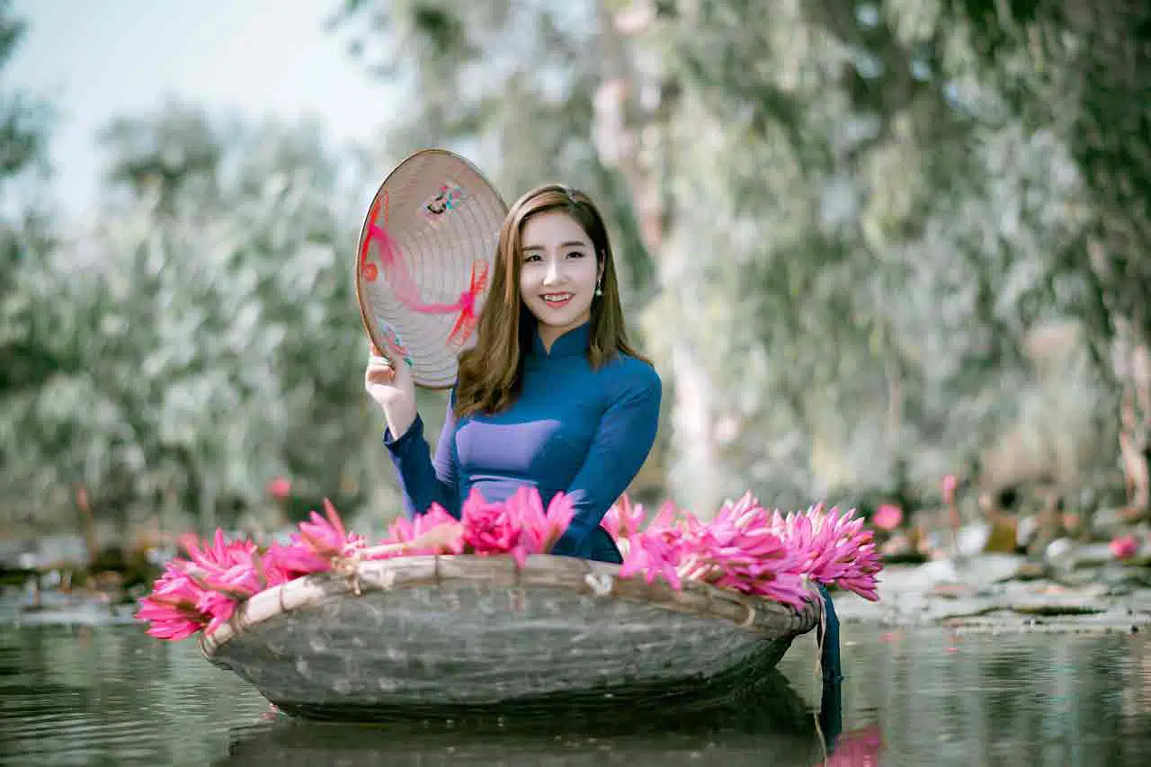 Vietnamese girl in blue dress