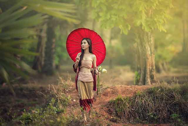 Thai girl holding umbrella