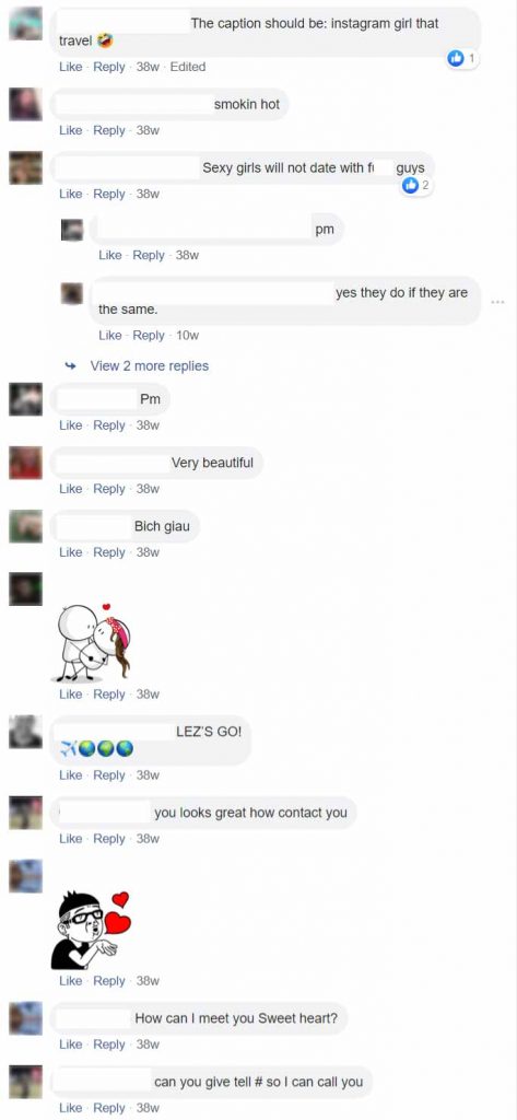 thirsty males don't know how to compliment a Vietnamese woman in comments on facebook