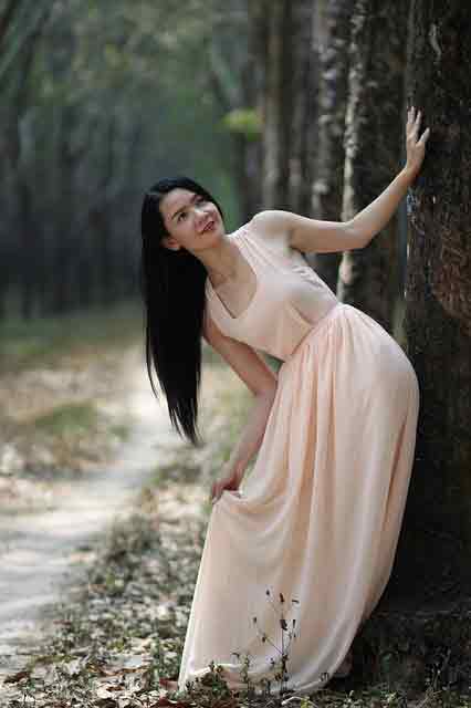 Vietnamese girl ina  white dress